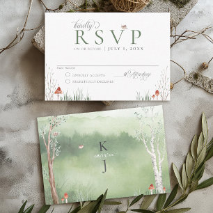 Watercolor Träd Whimsical Cottagecore Cute Bröllop OSA Kort