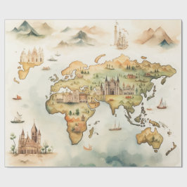 Watercolor Travel Map Presentpapper