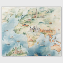 Watercolor Travel Map Presentpapper
