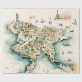 Watercolor Travel Map Presentpapper
