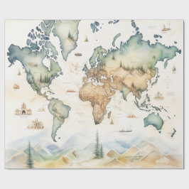 Watercolor Travel Map Presentpapper