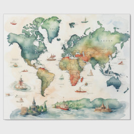 Watercolor Travel Map Presentpapper