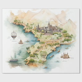 Watercolor Travel Map Presentpapper