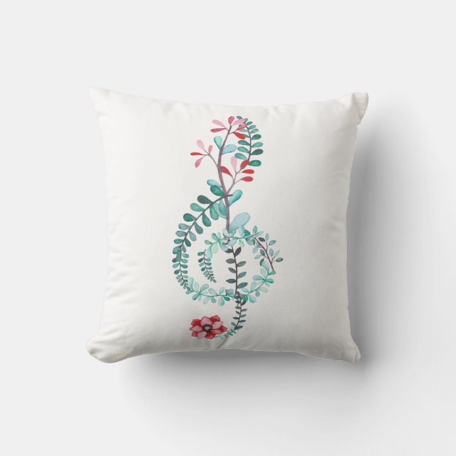 Watercolor Treble Clef Music Gift Band Orchestra Kudde (Framsida)