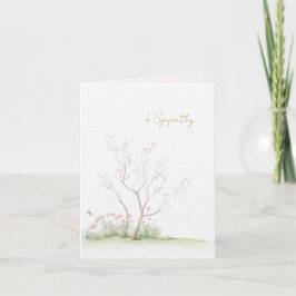 Watercolor Tree with pink flowers Sympathy card Tack Kort