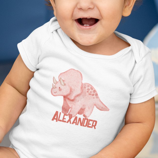 Watercolor Triceratops Dinosaur Anpassningsbar Kid T Shirt (Skapare uppladdad)