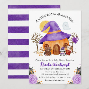Watercolor Trick or Treat Halloween Baby Shower Inbjudningar