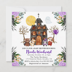 Watercolor Trick or Treat Halloween Baby Shower Inbjudningar