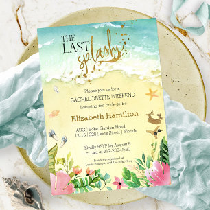 Watercolor Tropical Bachelorette Weekend Itinerary Inbjudningar