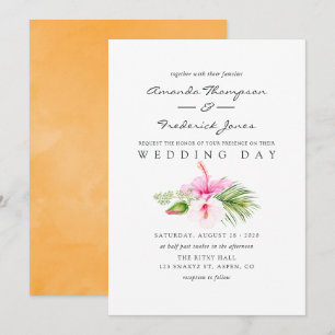 Watercolor Tropical Blommigt Beach Wedding Inbjudningar
