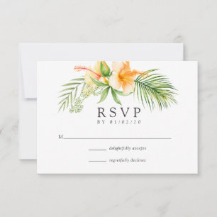Watercolor Tropical Blommigt Beach Wedding OSA Kort