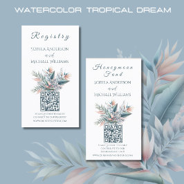 Watercolor Tropical Dream - Registry-Honeymoon Visitkort