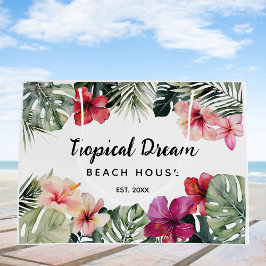 Watercolor Tropical Floral Botanical Beach House