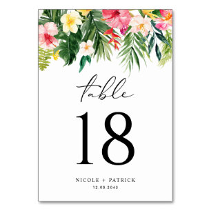 Watercolor Tropical Garland Sommar Bröllop Bordsnummer
