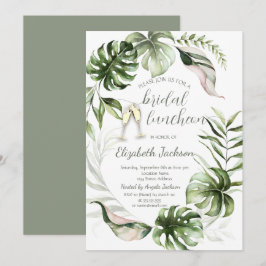 Watercolor Tropical Leaves Greenery  Inbjudningar