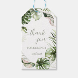 Watercolor Tropical Leaves Greenery  Presentetikett