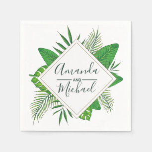 Watercolor Tropical Lövs Beach Wedding Pappersservett