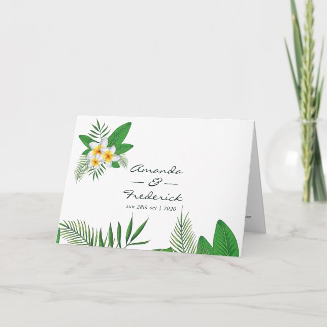 Watercolor Tropical Lövs Beach Wedding Program (Framsida)