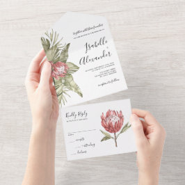 Watercolor Tropical Protea Wedding
