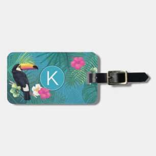 Watercolor Tropical w/Toucan Mr & Teal ID577 Bagagebricka