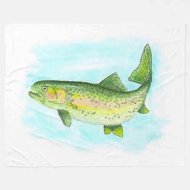 Watercolor Trout Fleece Blanket (Framsidan (Horisontell))