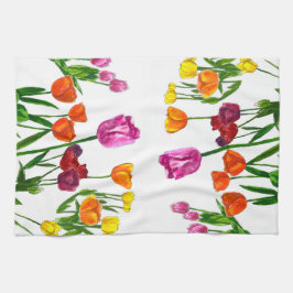 Watercolor Tulip Field Floral Kitchen Towel Kökshandduk