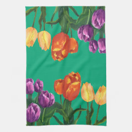 Watercolor Tulip Fields Kitchen Towels Kökshandduk