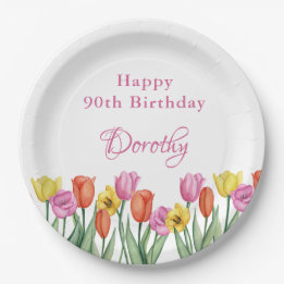 Watercolor Tulips 90th Birthday Party