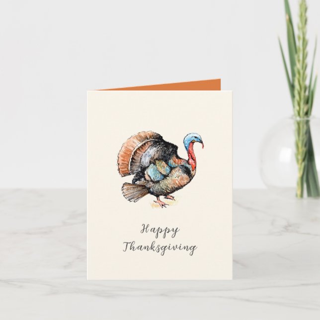 Watercolor Turkey Happy thanksgiving Company Tack Kort (Framsida)