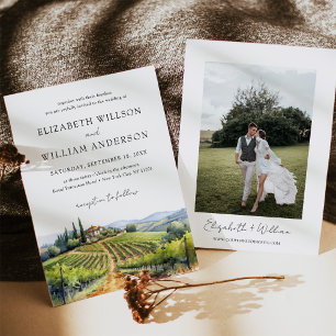 Watercolor Tuscany Italien Destination Wedding Pho Inbjudningar