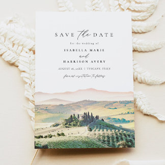 Watercolor Tuscany Italien Skyline Spara datum Inbjudningar