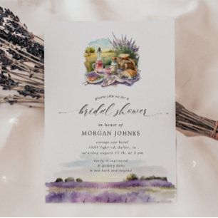 Watercolor Tuscany Lavender Möhippa Inbjudan