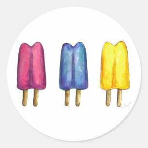 Watercolor Twin Pop Popsicles Ice Lollies Lolly Runt Klistermärke