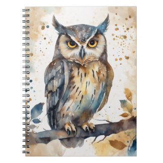 Watercolor Uggla Anteckningsbok