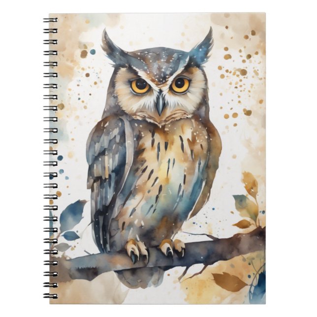 Watercolor Uggla Anteckningsbok (Framsidan)