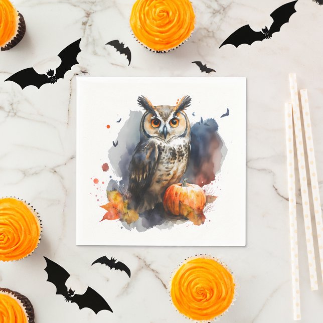 Watercolor Uggla Halloween Pappersservett (Skapare uppladdad)