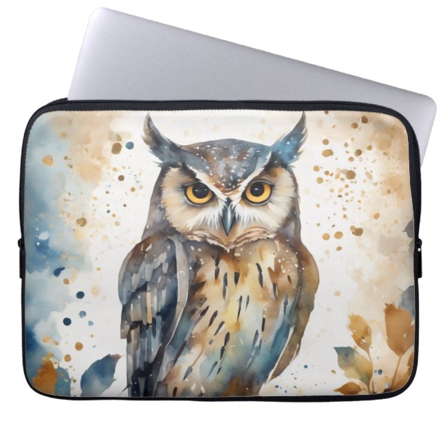 Watercolor Uggla Laptop Fodral (Framsidan)