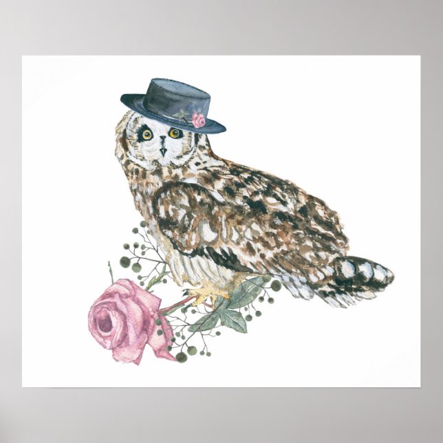 Watercolor Uggla Poster (Framsidan)