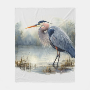 Watercolor Underbar Blue Heron Vatten Bird Wildlif Fleecefilt