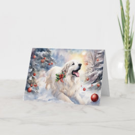 Watercolor Underbar Pyrenees Julafton Scene Kort