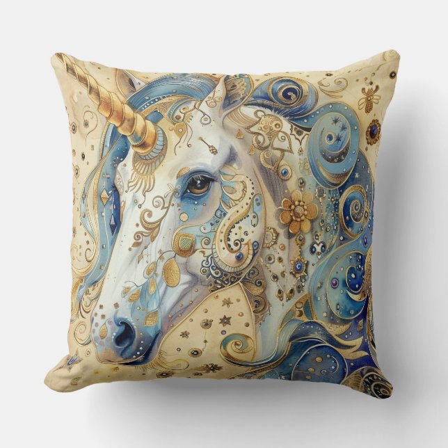 Watercolor Unicorn Dekorativ kudde (Framsida)