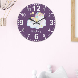 Watercolor Unicorn Purple Color For Girls Stor Klocka