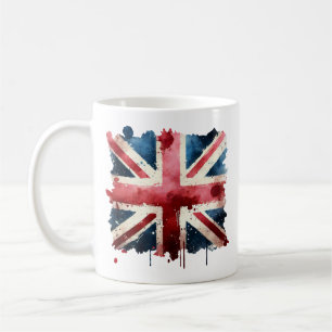 Watercolor Union Jack Flagga Kaffemugg