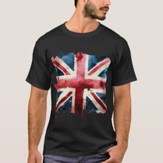 Watercolor Union Jack Flagga T Shirt