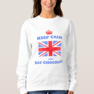 Watercolor Union Jack Keep Calm Ät Choklad T Shirt