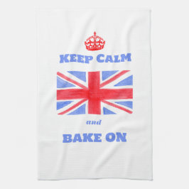 Watercolor Union Jack Keep Calm Bake On Kökshandduk