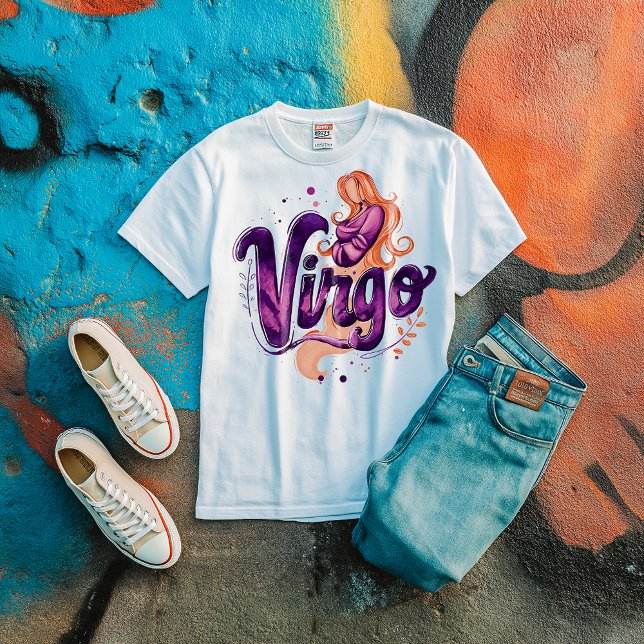 Watercolor Våg Graffiti Airbrush Zodiac Woman T Shirt (Skapare uppladdad)