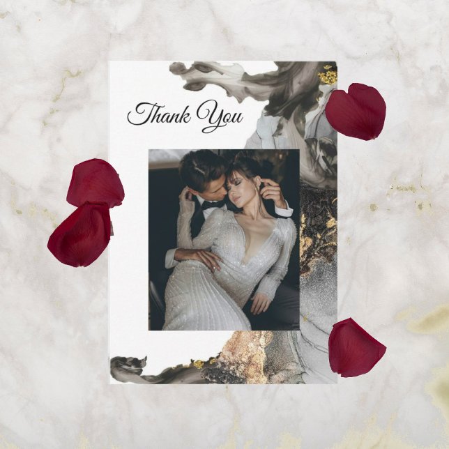 Watercolor Vanessa Black and White Tack Cards Kort (Skapare uppladdad)