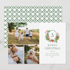 Watercolor Vapensköld Preppy jul Multi PhoCard Julkort