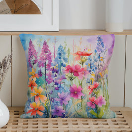 Watercolor Vår Abstrakt Wildblomexplosion Explosio Kudde